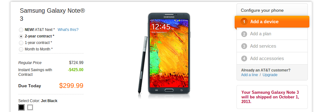 Samsung Galaxy Note 3 - Jet Black cell phone from AT&T
